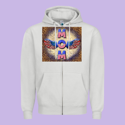 American Mom Zipper Hoodie Designed By Tumblerdesignbyshophia