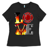 Black firefighter love Ladies Tee - Artiststas