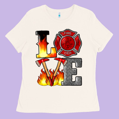 Firefighter Love Ladies Tee Designed By Artiststas