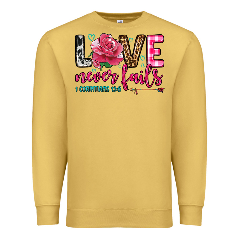 Love Never Fails Premium Sweatshirt by OliviaCreatesArt | Teevron