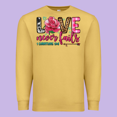 Love Never Fails Premium Sweatshirt Designed By Oliviacreatesart