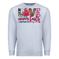 Heather Grey love never fails Premium Sweatshirt - OliviaCreatesArt