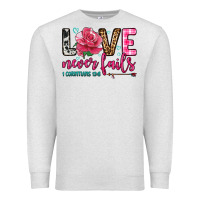 Oatmeal Heather love never fails Premium Sweatshirt - OliviaCreatesArt
