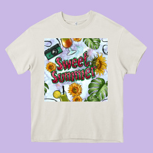 Sweet Summer Seamless Pattern Heavy Core Tee Designed By Bundleandbundleshop