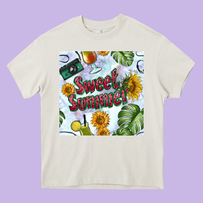 Sweet Summer Seamless Pattern Heavy Core Tee Designed By Bundleandbundleshop