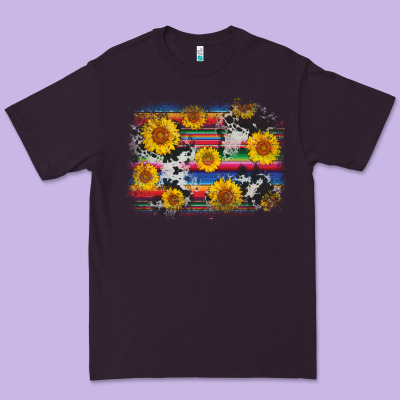 Serape Cowhide Sunflower Background Premium Tee Designed By Adodesignshop
