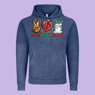 Peace Love Snowman Vintage Hoodie Designed By Nancycooperartshop