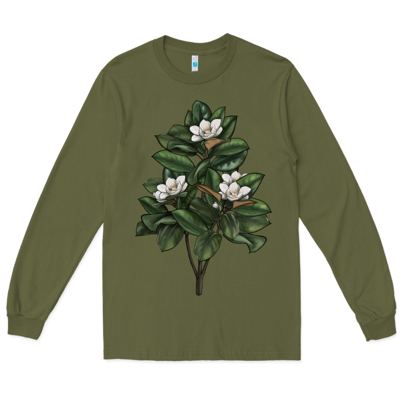 Magnolia Flower Illustrations Long Sleeve Tee by LillyAllenDesigns | Teevron
