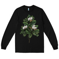Black Magnolia Flower Illustrations Long Sleeve Tee - LillyAllenDesigns
