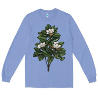Colony Blue Magnolia Flower Illustrations Long Sleeve Tee - LillyAllenDesigns