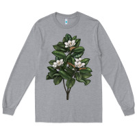 Heather Grey Magnolia Flower Illustrations Long Sleeve Tee - LillyAllenDesigns
