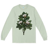Matcha Magnolia Flower Illustrations Long Sleeve Tee - LillyAllenDesigns