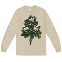 Mushroom Magnolia Flower Illustrations Long Sleeve Tee - LillyAllenDesigns