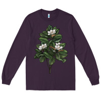 Plum Magnolia Flower Illustrations Long Sleeve Tee - LillyAllenDesigns