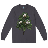 Smoke Magnolia Flower Illustrations Long Sleeve Tee - LillyAllenDesigns