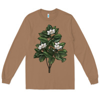 Toasted Coconut Magnolia Flower Illustrations Long Sleeve Tee - LillyAllenDesigns