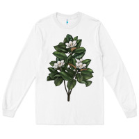 White Magnolia Flower Illustrations Long Sleeve Tee - LillyAllenDesigns