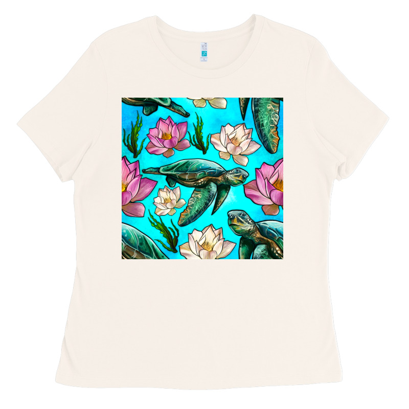 Sea Turtle Seamless Pattern Ladies Tee by BundleAndBundleShop | Teevron