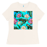 Bone sea turtle seamless pattern Ladies Tee - BundleAndBundleShop