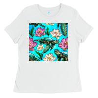 Sea Turtle Seamless Pattern Ladies Tee | Teevron
