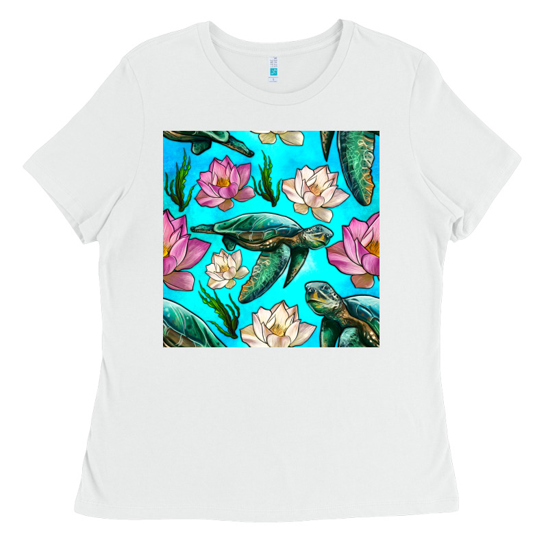 Sea Turtle Seamless Pattern Ladies Tee by BundleAndBundleShop | Teevron