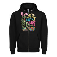 Black Happy Easter Day T-Rex Zipper Hoodie - HowdyJamesFarm