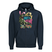 Navy Happy Easter Day T-Rex Zipper Hoodie - HowdyJamesFarm