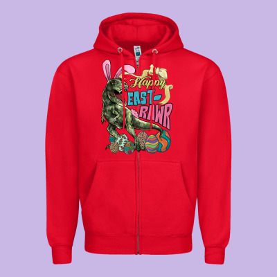 Happy Easter Day T-rex Zipper Hoodie Designed By Howdyjamesfarm