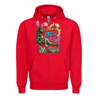 Red Happy Easter Day T-Rex Zipper Hoodie - HowdyJamesFarm
