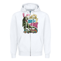 White Happy Easter Day T-Rex Zipper Hoodie - HowdyJamesFarm