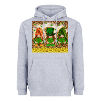 Heather Grey St. Patrick's Day gnomies with leopard tumbler Heavyweight Hoodie - HowdyJamesFarm