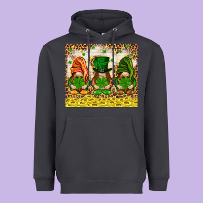 St. Patrick's Day Gnomies With Leopard Tumbler Heavyweight Hoodie Designed By Howdyjamesfarm