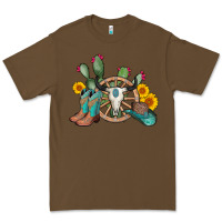 Cacao wheel bull skull western cowboy Premium Tee - AdoDesignShop