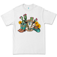 White wheel bull skull western cowboy Premium Tee - AdoDesignShop