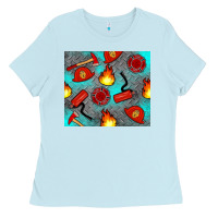 Baby Blue firefighter equipment Ladies Tee - Artiststas