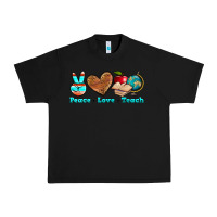 Black peace love teach Urban Heavy Tee - NancyCooperArtShop
