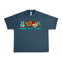 Midnight Navy peace love teach Urban Heavy Tee - NancyCooperArtShop