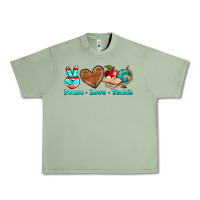 Oil Green peace love teach Urban Heavy Tee - NancyCooperArtShop
