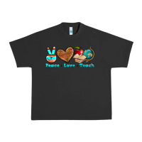 Pigment Black peace love teach Urban Heavy Tee - NancyCooperArtShop