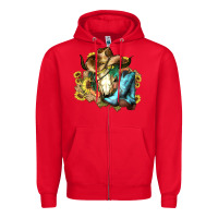 Red Cow skull Cowboy boots hats sunflowers Zipper Hoodie - HowdyJamesFarm