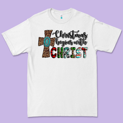 Christmas Begins With Christ Premium Tee Designed By Adodesignshop