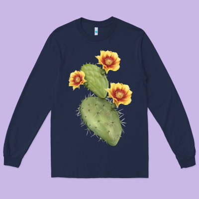 Opuntia Phaeacantha Cactus Long Sleeve Tee Designed By Lillyallendesigns