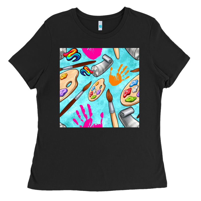 Find Art Class Seamless Pattern Ladies Tee by BundleAndBundleShop | Teevron