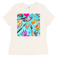 Bone find art class seamless pattern Ladies Tee - BundleAndBundleShop