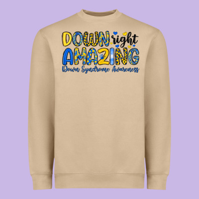 Down Right Amazing Down Syndrome Awareness Heavyweight Sweatshirt Designed By Artiststas