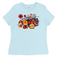 Baby Blue fire truck gnomes Ladies Tee - Artiststas