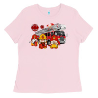 Bubblegum Pink fire truck gnomes Ladies Tee - Artiststas