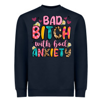 Navy bad bitch with bad anxiety Heavyweight Sweatshirt - Artiststas