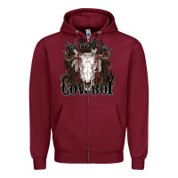 Burgundy Simmer down Cowboy Zipper Hoodie - HowdyJamesFarm