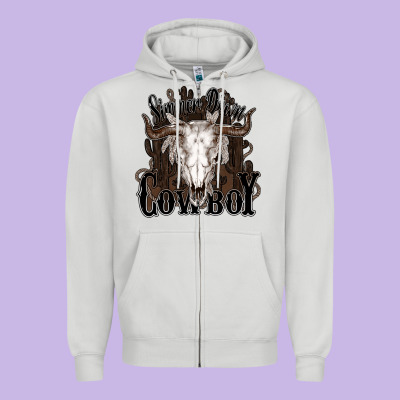 Simmer Down Cowboy Zipper Hoodie Designed By Howdyjamesfarm